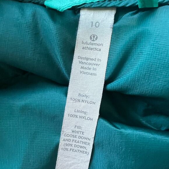 Lululemon Down Puffer Jacket Womens Size 10 Green - Picture 2 of 16